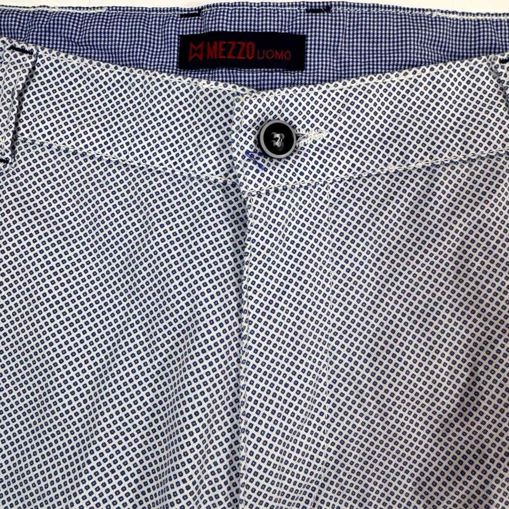 Mezzo Uomo Men's Blue White Bermuda Chino Shorts, 36, 100% Cotton Made in Greece - Picture 2 of 9